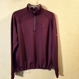 Dunning Golf Mens Maroon Long Sleeve 1/4 Zip Pull-over Shirt Size Small